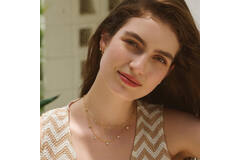  Starlit Drops - Link necklaces - Silver / 14kt GP - Zirconia - 48cm